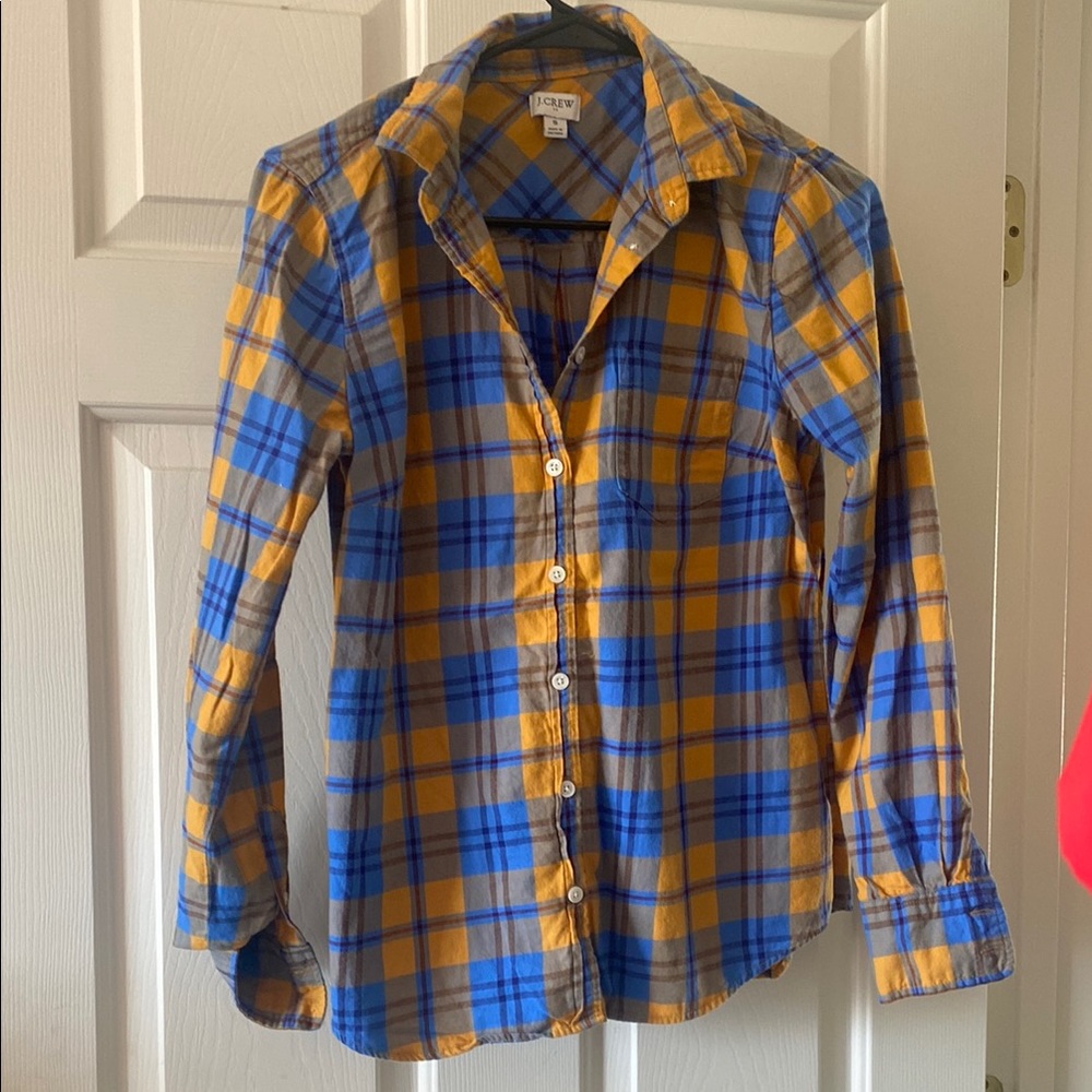 J. Crew Blue and Yellow Button Down Shirt